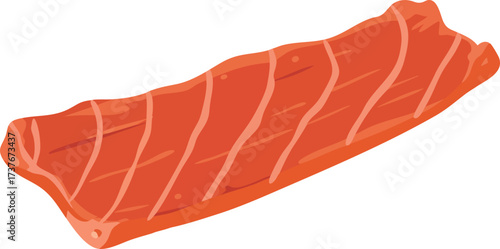 A vector illustration of a fresh raw salmon fillet isolated on a white background.