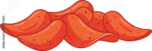 Close-up of a pile of red tortilla chips, showcasing their texture and vibrant color.