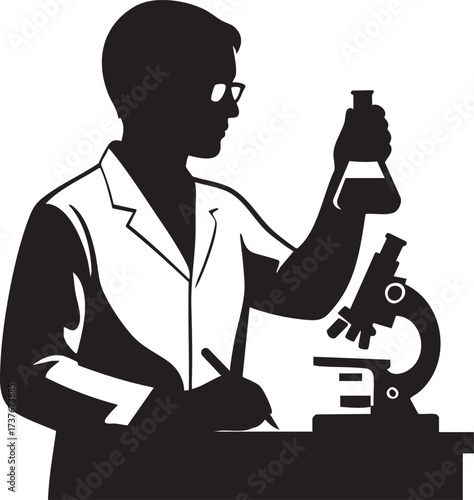 Scientist in lab silhouette vector