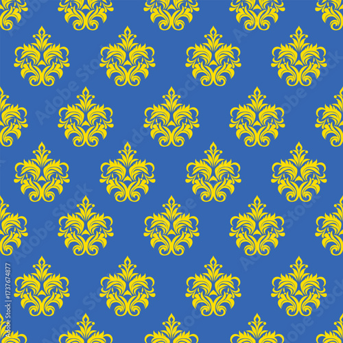 Deep blue backdrop accented by vivid yellow elements in a precise, orderly arrangement, delivering a sense of luxury and energy through bold color contrast.
