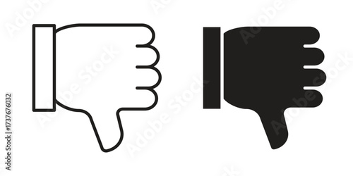 Thumb down icon art in black and white