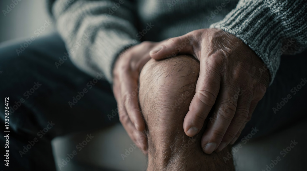 Fototapeta premium Man suffering from Knee pain, Joint pain, Arthritis and osteoarthritis.