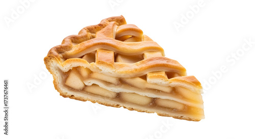 Delicious slice of apple pie isolated on transparent background, showcasing its golden crust and sweet filling, a perfect dessert for any occasion