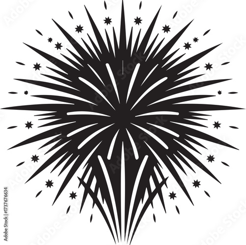 Celebrate new year's eve with a burst of fireworks silhouette celebration design