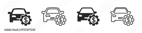 Car repair cost vector icon. Car repair price signs set
