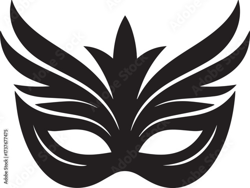 Elegant black masquerade mask silhouette for new year's eve parties and celebrations
