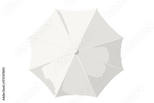 Simple white patio umbrella for outdoor shade from a high angle view
