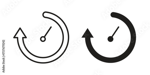 Uptime and downtime icon art in black and white
