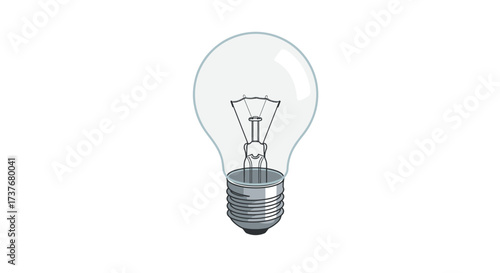 Simple transparent lightbulb with realistic details and clean design