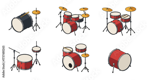 Flat drum kit collection: minimalist designs with multiple configurations for percussion enthusiasts
