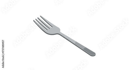 Isometric metal fork on white background for kitchen and dining design