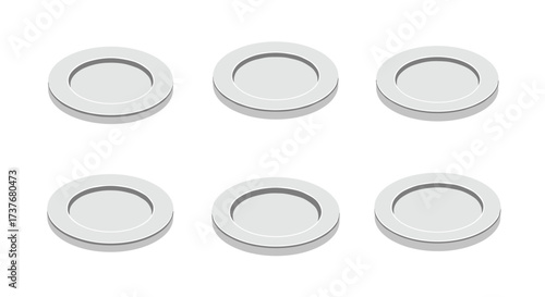 Minimalist 3d white button set on transparent background