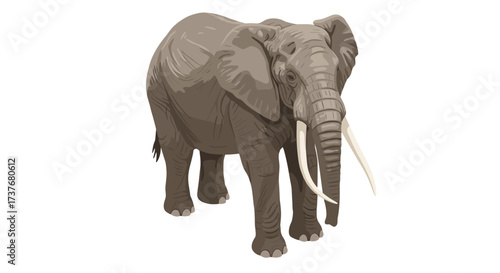 Majestic elephant in detailed wildlife art with neutral background