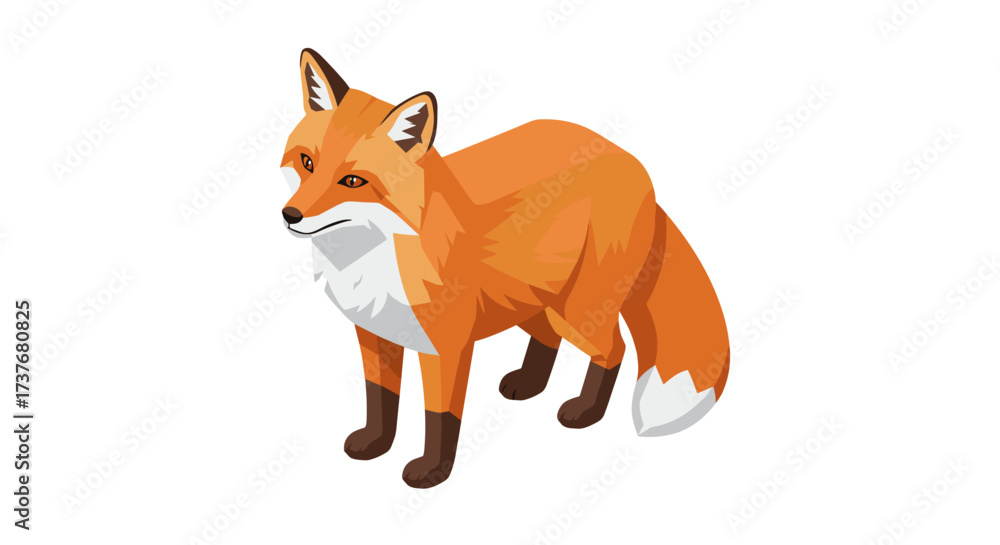 Fototapeta premium Geometric fox standing on white background in low poly art style