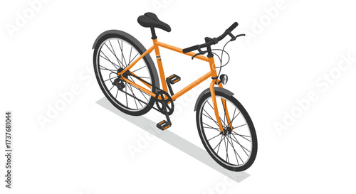 Modern orange bicycle isometric design on white background