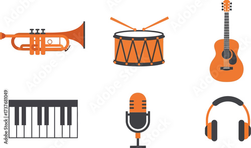 Music instruments vector illustration musical instrument set