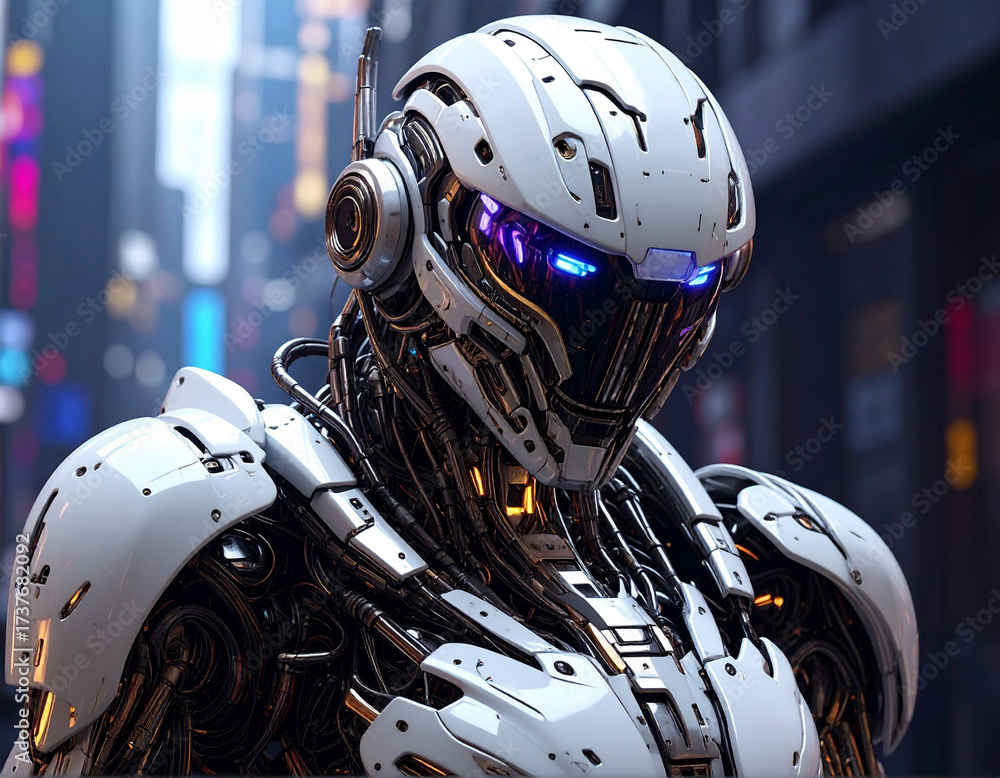 Fototapeta premium High-tech futuristic robot concept design, 3D render photography for branding 