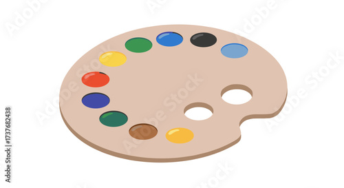 Minimalistic paint palette with vibrant colors on white background