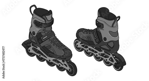 Stylish rollerblades with dark design for active lifestyle enthusiasts
