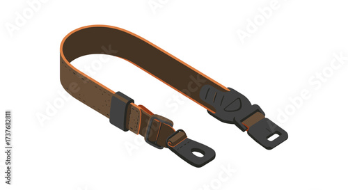 Stylish camera strap with adjustable buckle in isometric design