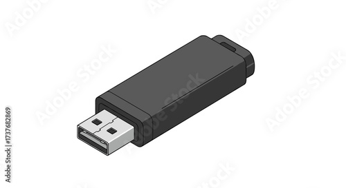 Realistic usb flash drive device with detailed design on white background