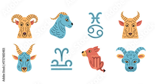 Zodiac Signs Collection Aries Taurus Gemini Cancer Leo Virgo Libra Scorpio Sagittarius Capricorn Aquarius Pisces Astrology Horoscope Symbols