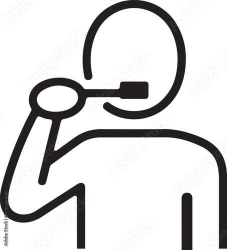 A minimalist line drawing of a person brushing their teeth, , depicting oral hygiene and dental care in a simple and straightforward manner
