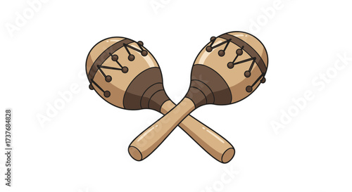 Cartoon maracas with tribal patterns on white background
