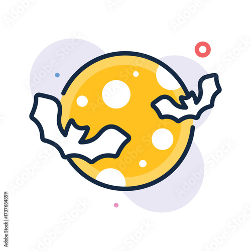 Glowing Halloween moon with bats, great for horror night themes