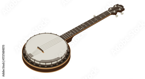 Isometric design of a classic banjo instrument