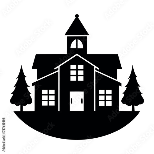 School Building Silhouette Icon