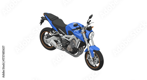 Blue motorcycle in isometric style on a white background