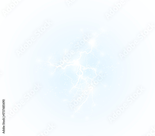 Light isolated vector lightning png. Overlay lightning png.  Magic light abstract lines. Realistic natural lightning effects.	