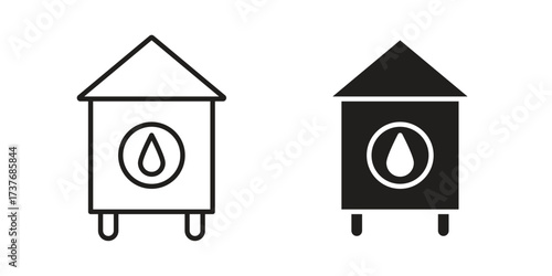 Water tank icon art in black and white