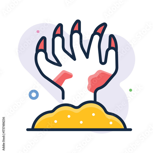 Horror zombie hand rising from grave, perfect scary Halloween art