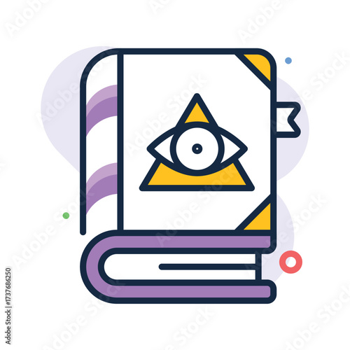 Spooky book of spells icon for horror haunted Halloween art