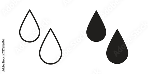 Water drop icon art in black and white