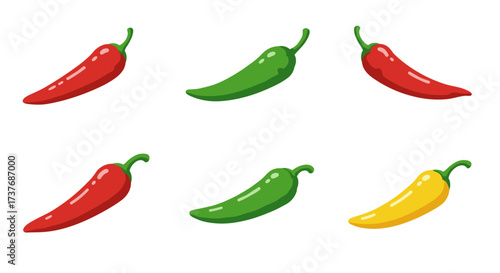 Colorful capsicum collection on white background
