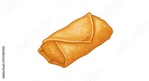 Realistic fried spring roll illustration on white background