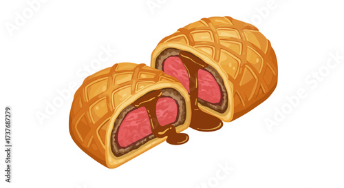 Delicious beef wellington with rich gravy - savory gastronomic delight