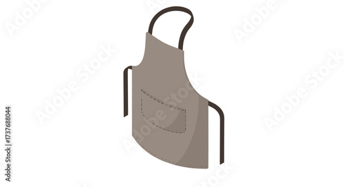 Isometric beige apron with pocket and straps for kitchen design