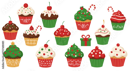 Festive Christmas Cupcakes Assortment Holiday Dessert Treats.