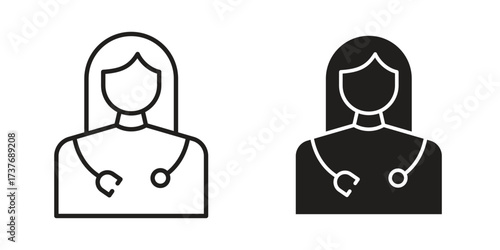 Woman Doctor icon art in black and white