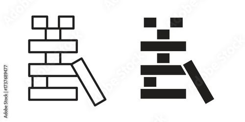 Wooden block icon art in black and white