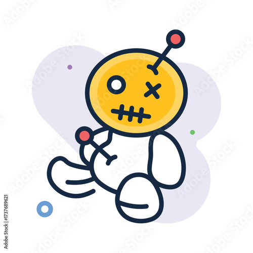 Take a look at this amazing flat outline icon of voodoo doll in modern style