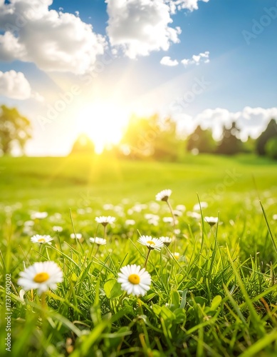 Fototapeta Naklejka Na Ścianę i Meble -  Sunny meadow with daisies