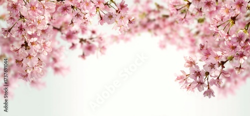 Wallpaper Mural Pink Cherry Blossoms Frame on White Background. Torontodigital.ca