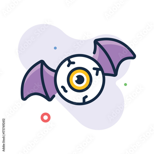 Flying eyeball, haunted bat with eyeball wings, perfect for spooky Halloween themes
