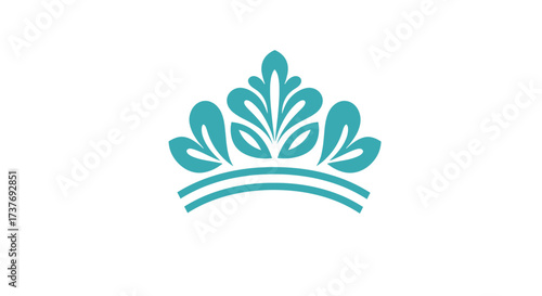 Decorative blue crown silhouette on white background  