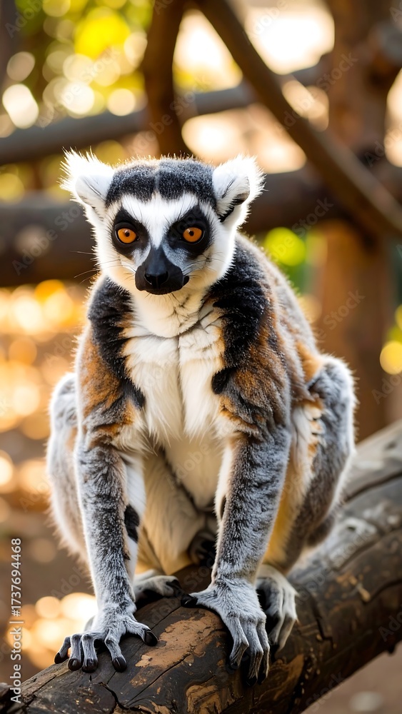 Naklejka premium Lemur in zoo enclosure